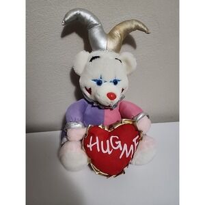 Vintage‎ Jester Joker Colorblock Teddy Bear Plush Hug Me Heart Animal Stuffed